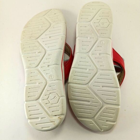 Easy Spirit Nicedayh Cork and Leather Banded Thong Sandal Women's 9M Red/ White. - Picture 10 of 11